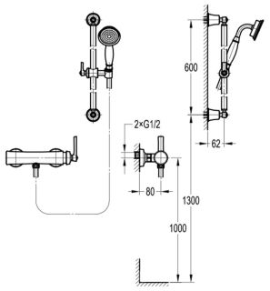 Душевой комплект Swedbe Terracotta Art 2513 бронза